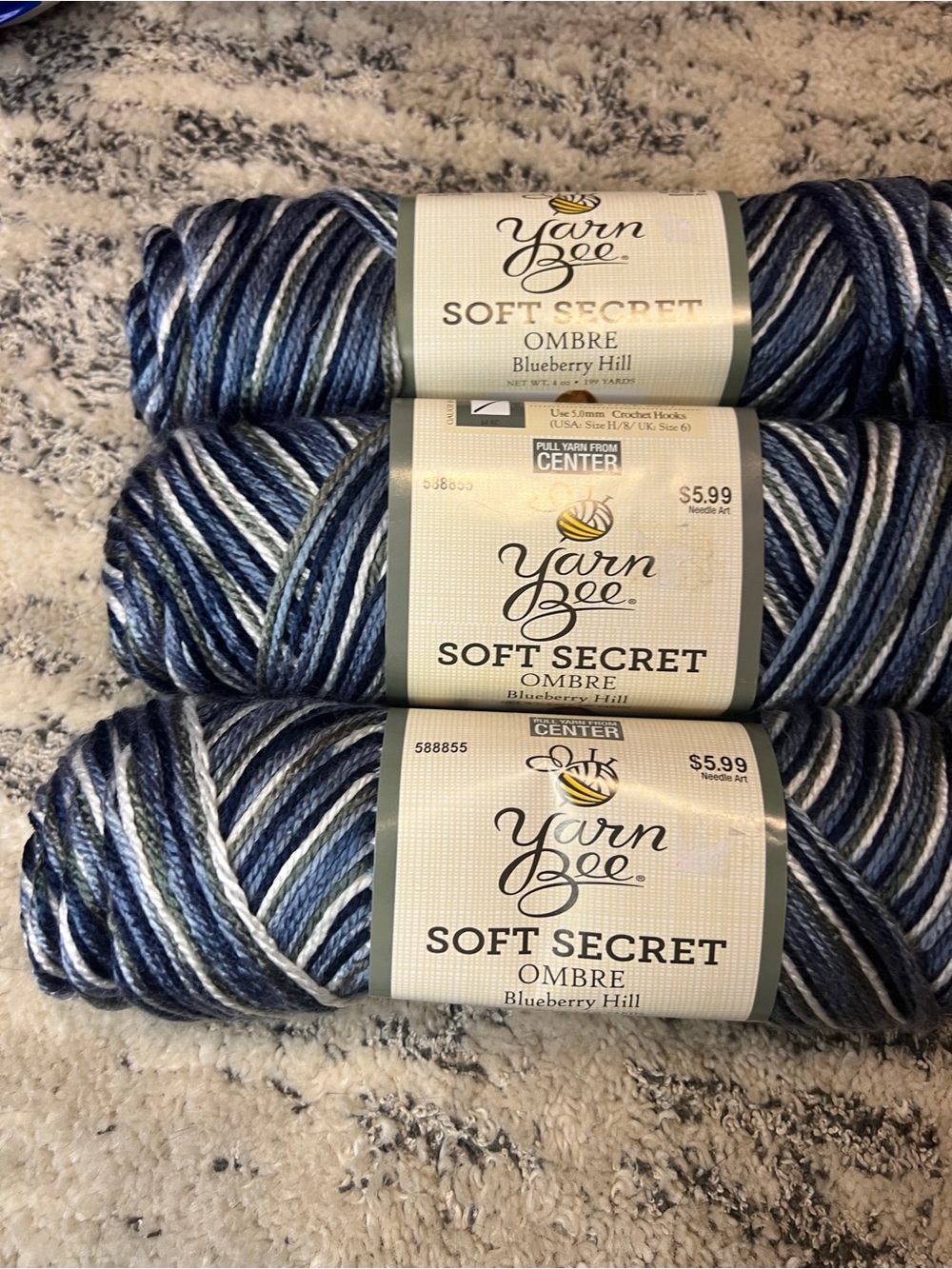 Yarn Bee Soft Secret Ombre Yarn - Blueberry Hill